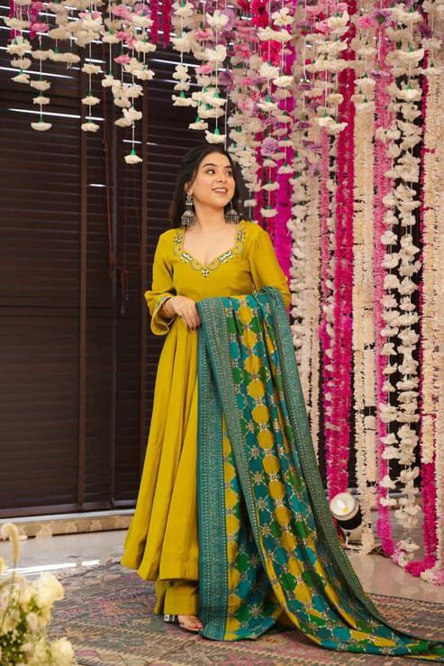 yellow kurti set for women l silk kurti l Ajinkya Shop