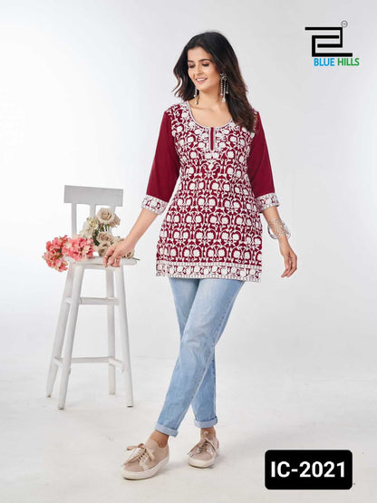 Red short top kurti for women 