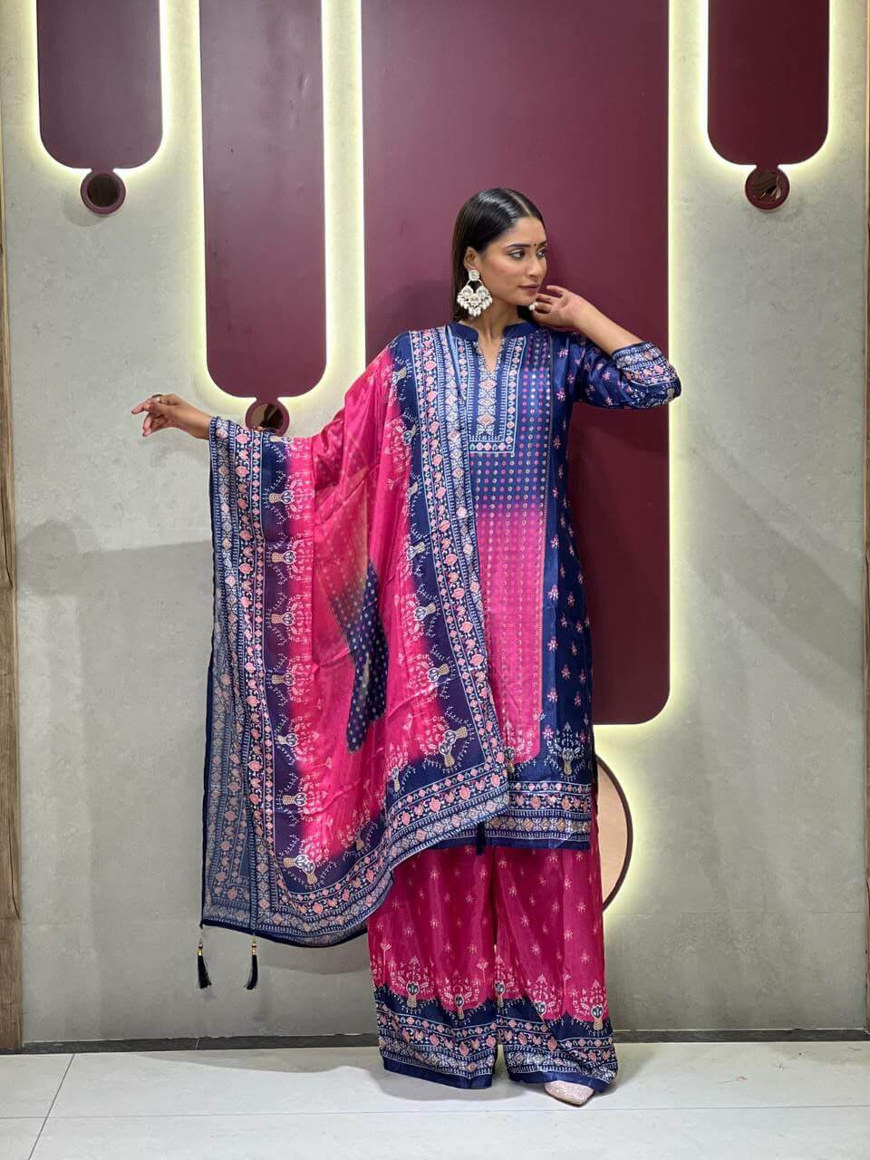 navy blue Kurti with Plazzo set for women