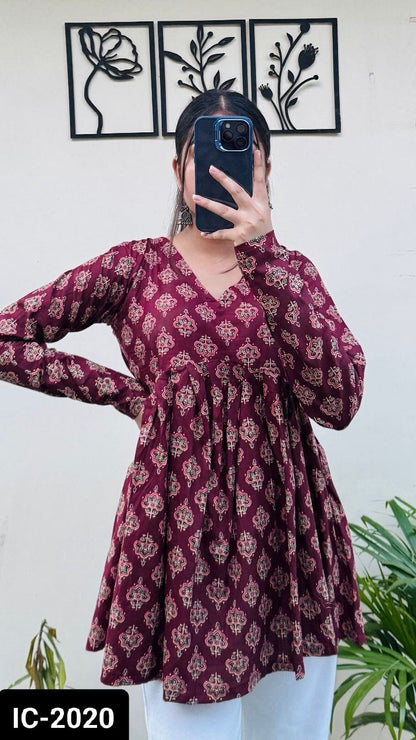 Long sleeve printed tops for office and regular wear