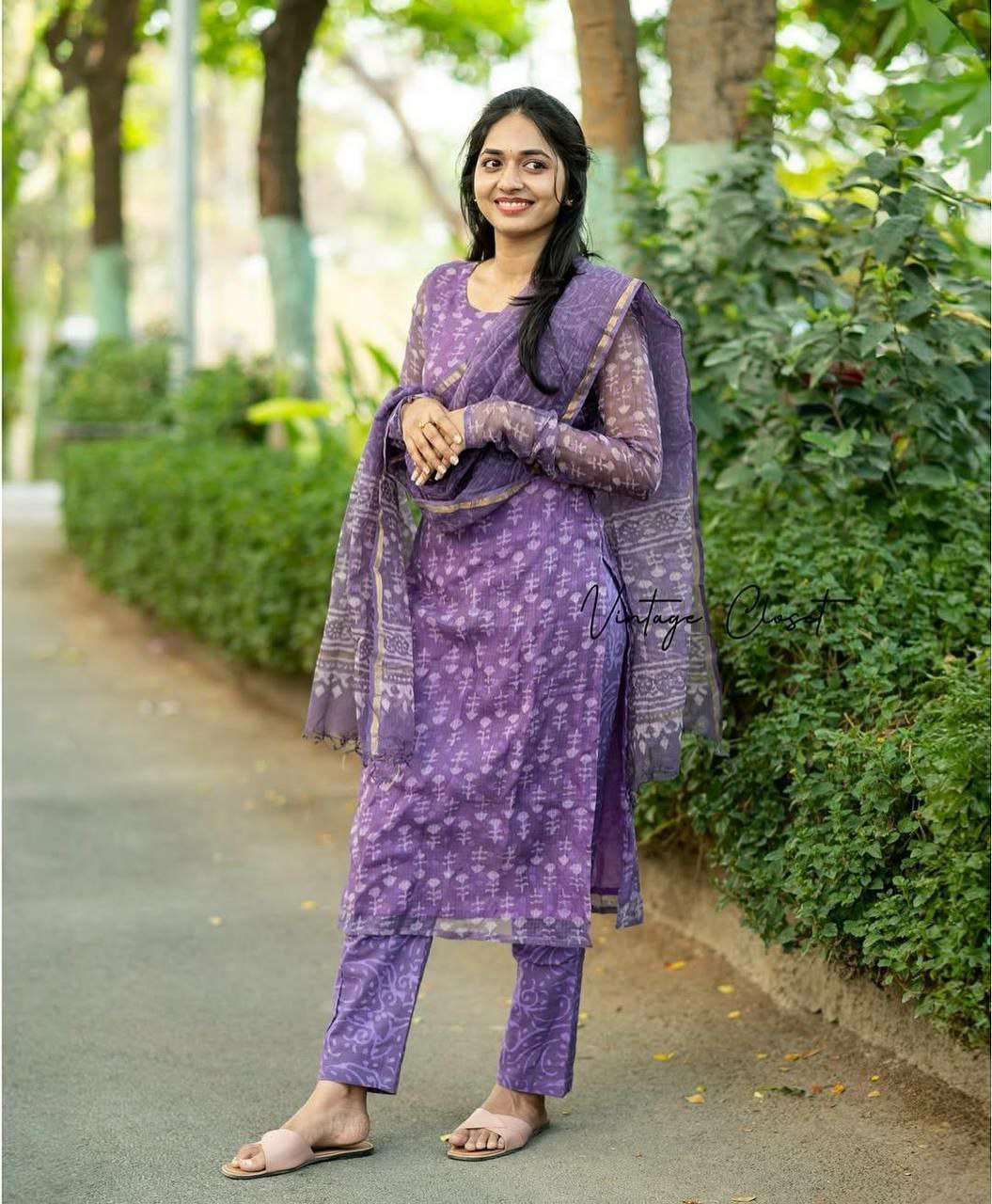Cotton Purple kurti Set for Women