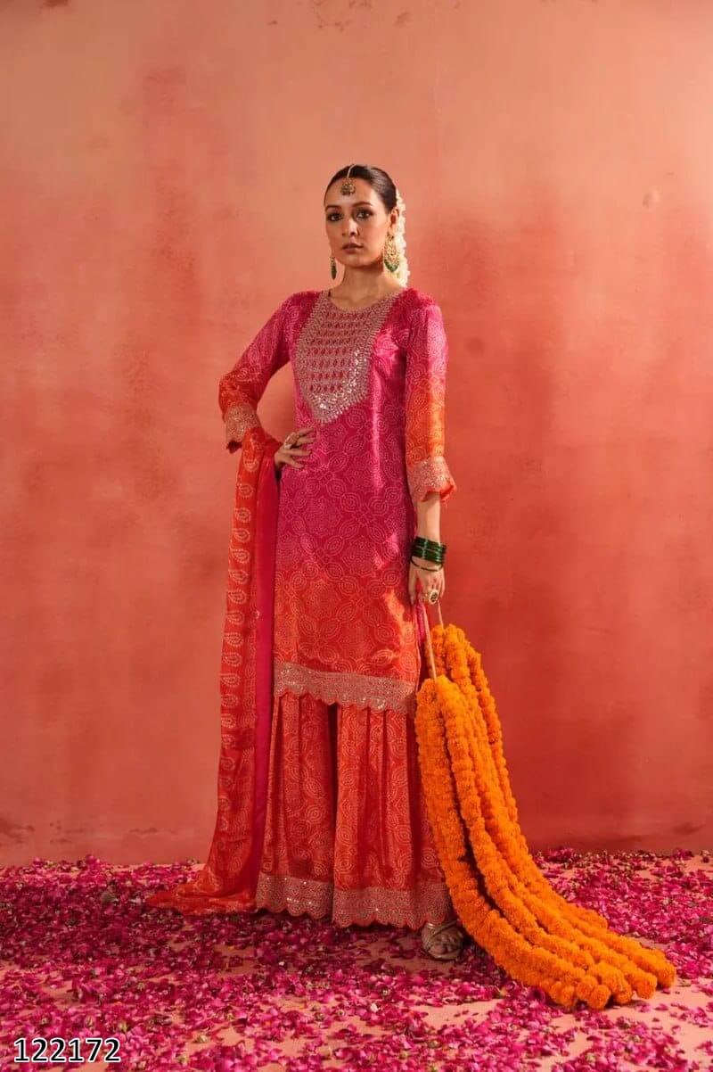 Women’s Sharara Suit with Embroidery and Digital Print Details
