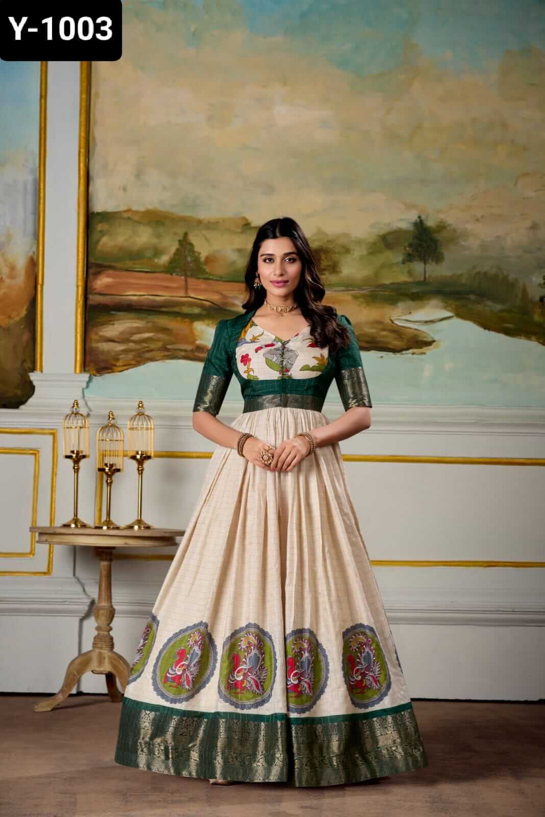 green gown with koti for women beautiful gown set for women