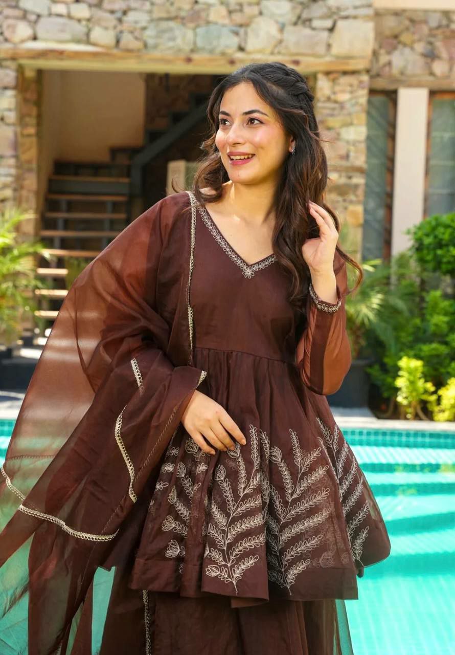 kurti set for women brown kurti set kurti pant dupatta 