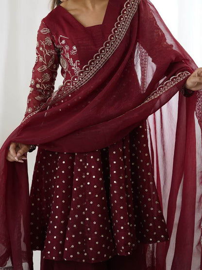 Maroon Sharara Suit for women