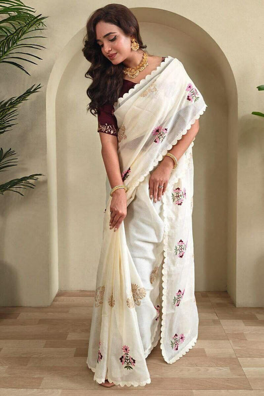 white saree for women
