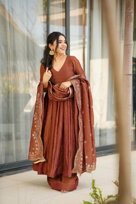 Brown Kurti Set For Women