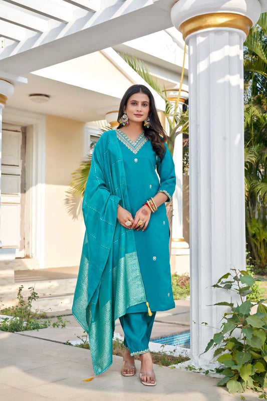 Trendy Kurti Set Roman Silk