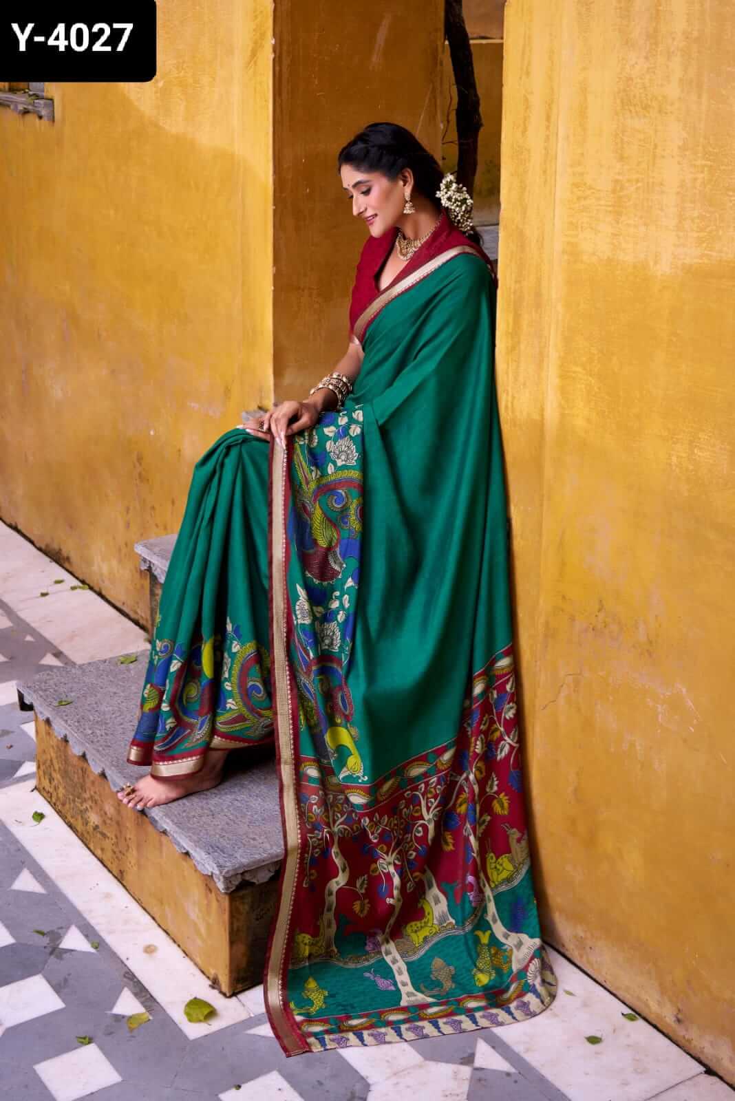 Polyester Viscose Chanderi Saree 4 Colours