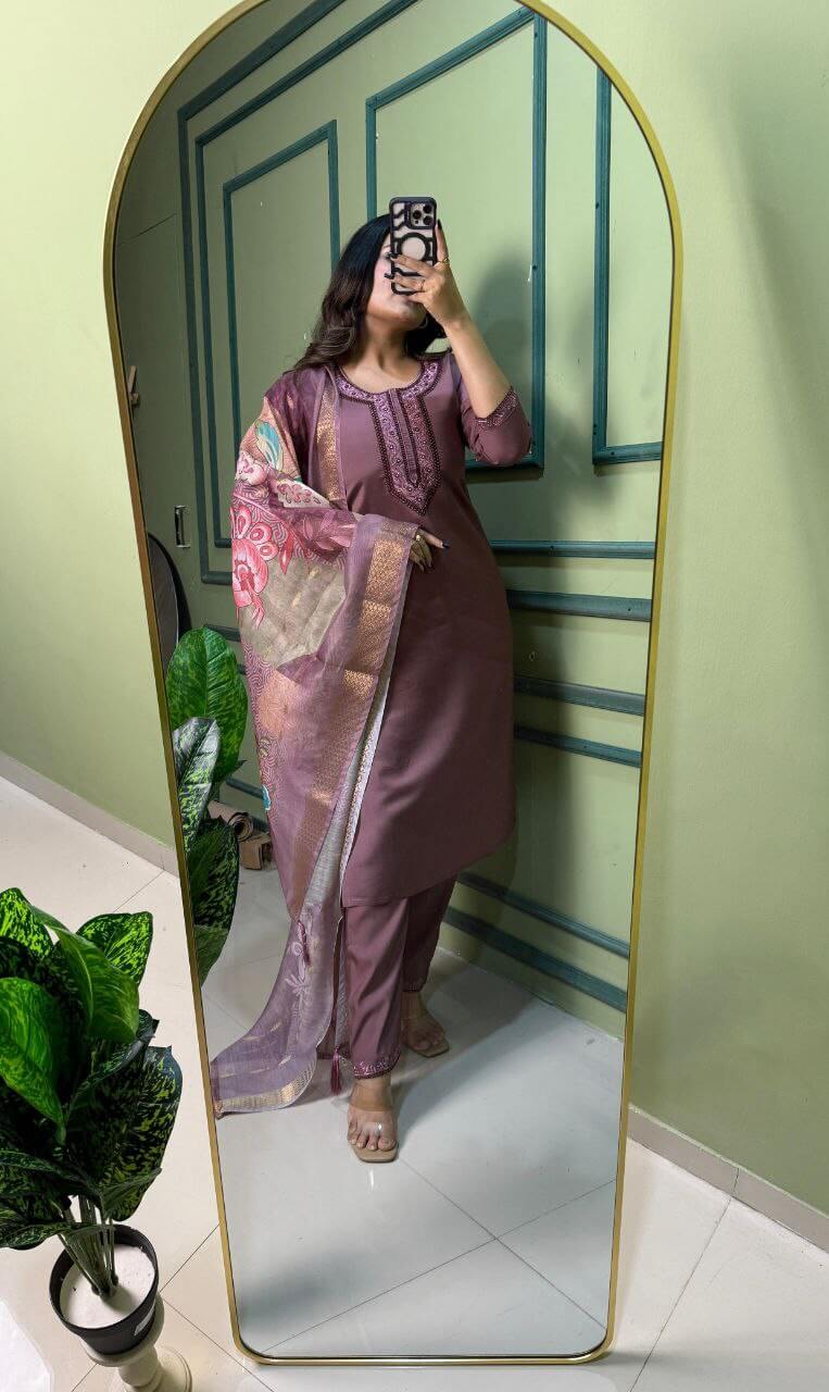 Premium Roman Silk Kurti Set for Women