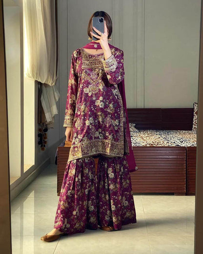 Pure Chinon Silk Sharara Suit for women