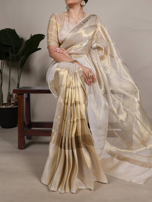 gold saree for women gold tissue fabric 