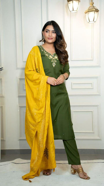 Premium Roman Silk Kurti Set For Women