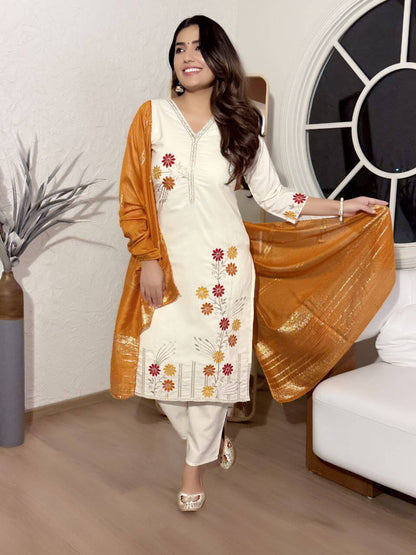White color kurti set for women